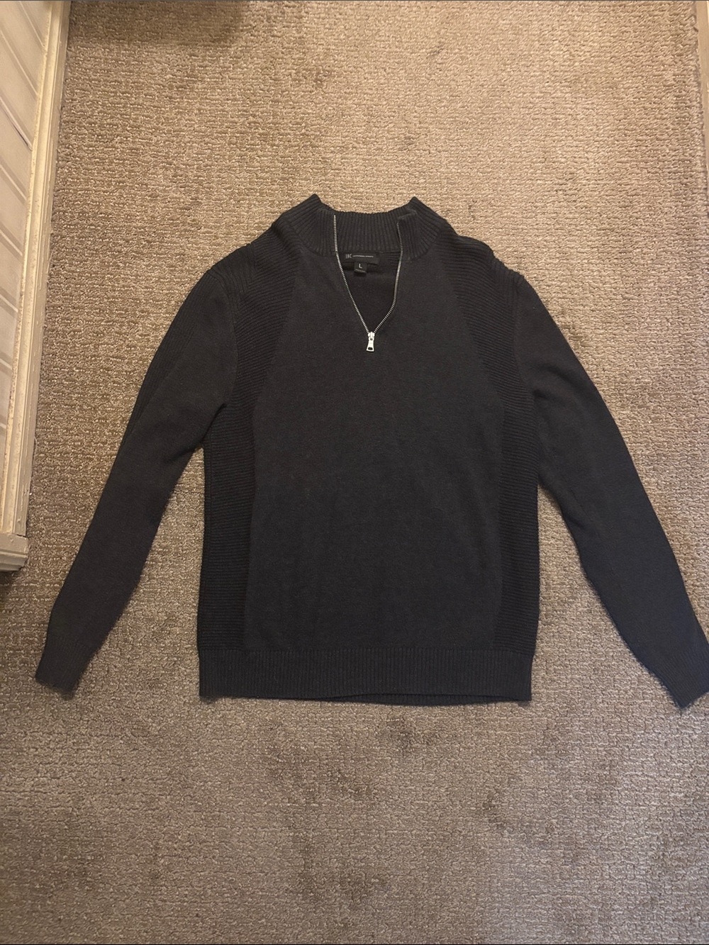 INC International Concepts Mens Quarter Zip Sweater Charcoal Gray Knit Pullover